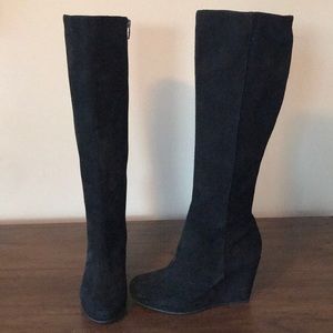 Via Spiga Dakira Wedge Black Suede Tall Boots
